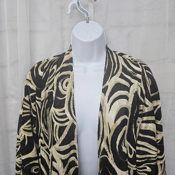 Vintage Chico's Black Tan Kimono Jacket Open Retro Abstract Office Evening 3 (L) - Picture 2 of 10